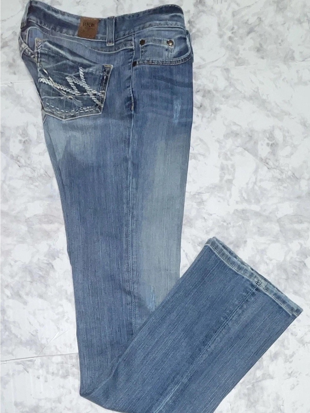 BKE Culture Bootcut Jeans Women's Sz 29X33.5 Stretch Blue Medium Wash Distressed
